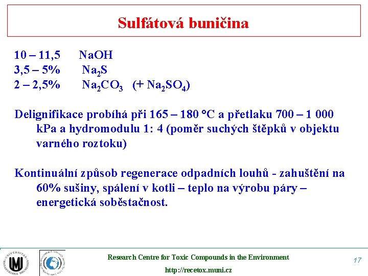 Sulfátová buničina 10 – 11, 5 Na. OH 3, 5 – 5% Na 2