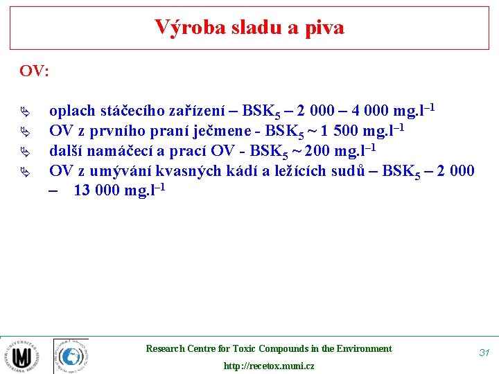 Výroba sladu a piva OV: Ä Ä oplach stáčecího zařízení – BSK 5 –