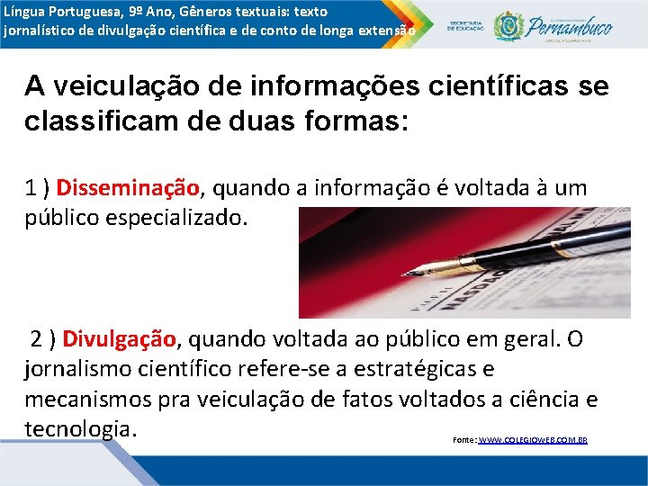 Língua Portuguesa, 9º Ano, Gêneros textuais: texto jornalístico de divulgação científica e de conto