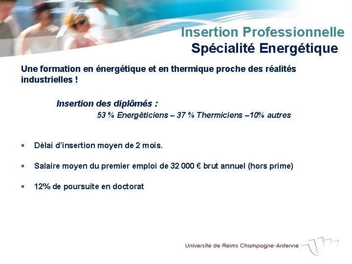 Insertion Professionnelle Spécialité Energétique Une formation en énergétique et en thermique proche des réalités