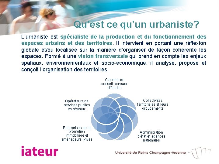 Qu’est ce qu’un urbaniste? L’urbaniste est spécialiste de la production et du fonctionnement des