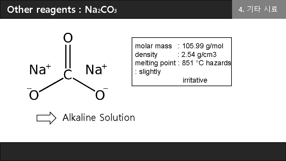 Other reagents : Na 2 CO 3 4. 기타 시료 molar mass : 105.