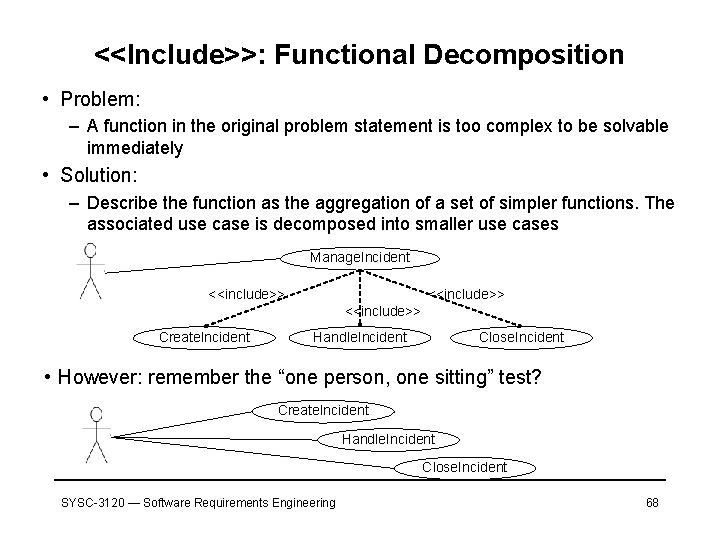 <<Include>>: Functional Decomposition • Problem: – A function in the original problem statement is