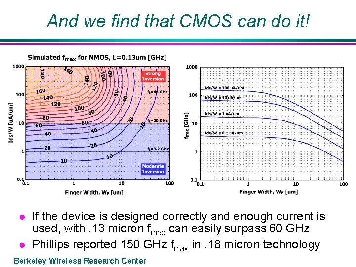 And we find that CMOS can do it! l l If the device is