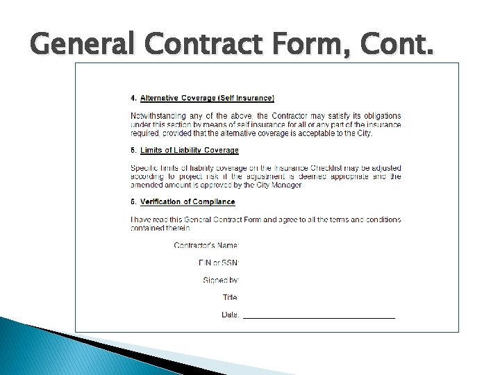 General Contract Form, Cont. General Contract Form, Cont.