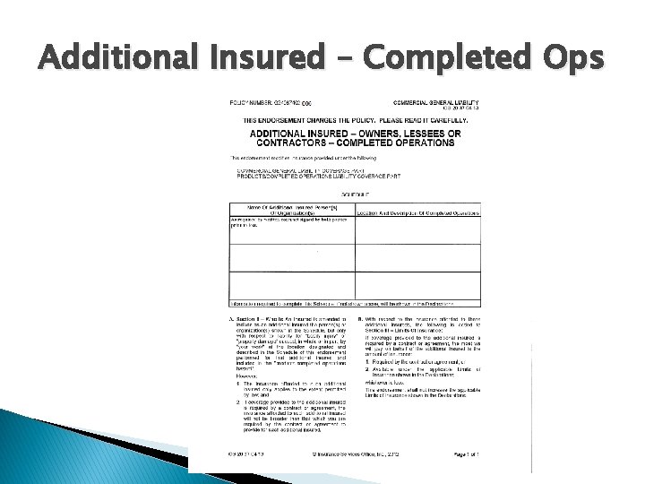 Understanding the Certificate of Insurance And other issues