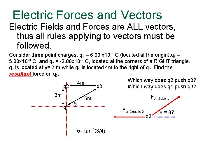 Electric Forces and Vectors Electric Fields and Forces are ALL vectors, thus all rules