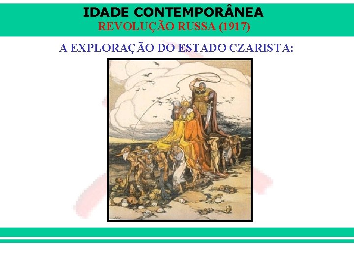 IDADE CONTEMPOR NEA REVOLUÇÃO RUSSA (1917) A EXPLORAÇÃO DO ESTADO CZARISTA: 