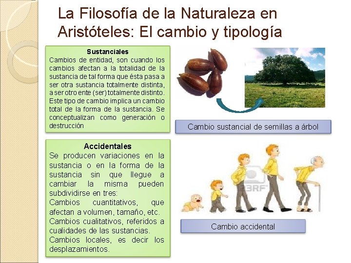 La Filosofía de la Naturaleza en Aristóteles: El cambio y tipología Sustanciales Cambios de