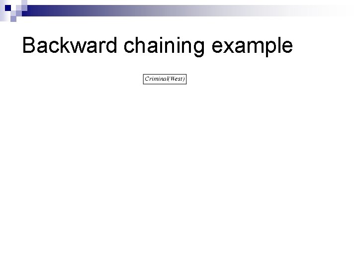 Backward chaining example Backward chaining example