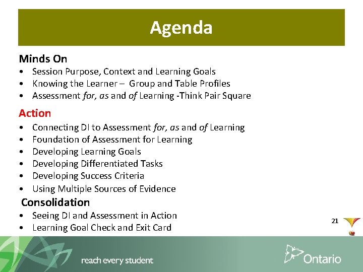 Agenda Minds On • Session Purpose, Context and Learning Goals • Knowing the Learner