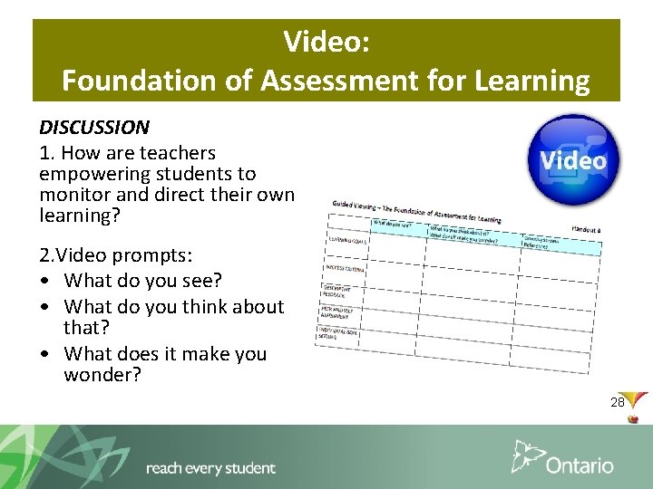 Video: Foundation of Assessment for Learning DISCUSSION 1. How are teachers empowering students to