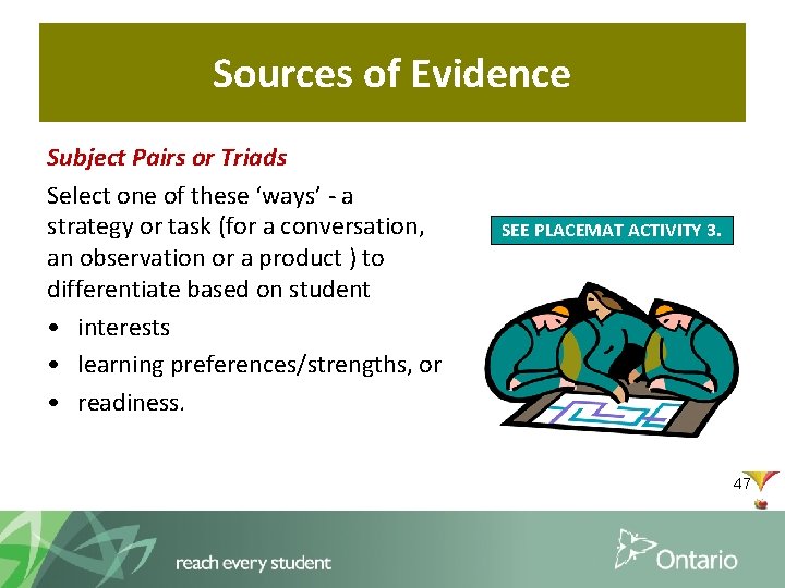 Sources of Evidence Subject Pairs or Triads Select one of these ‘ways’ - a