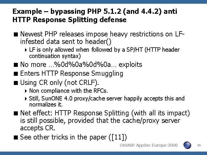 Example – bypassing PHP 5. 1. 2 (and 4. 4. 2) anti HTTP Response Example – bypassing PHP 5. 1. 2 (and 4. 4. 2) anti HTTP Response
