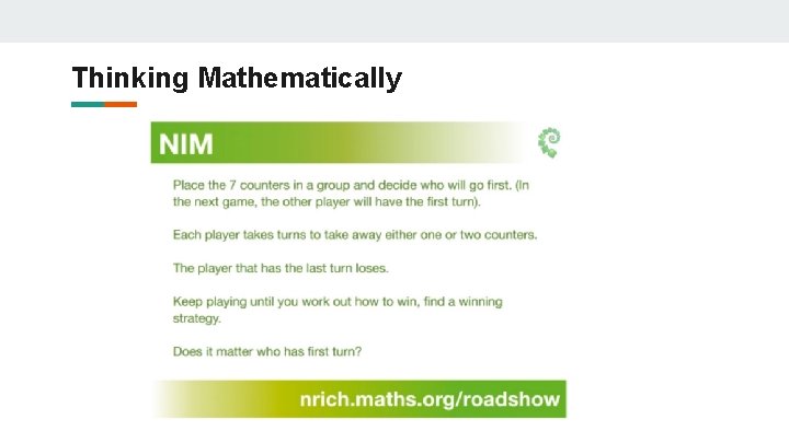 Thinking Mathematically Thinking Mathematically