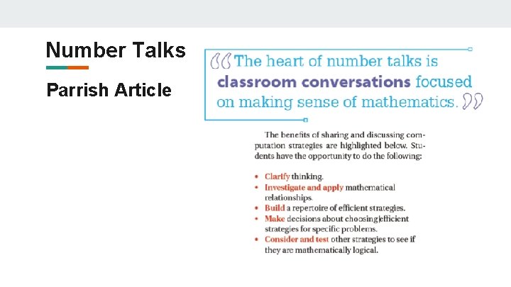Number Talks Parrish Article Number Talks Parrish Article