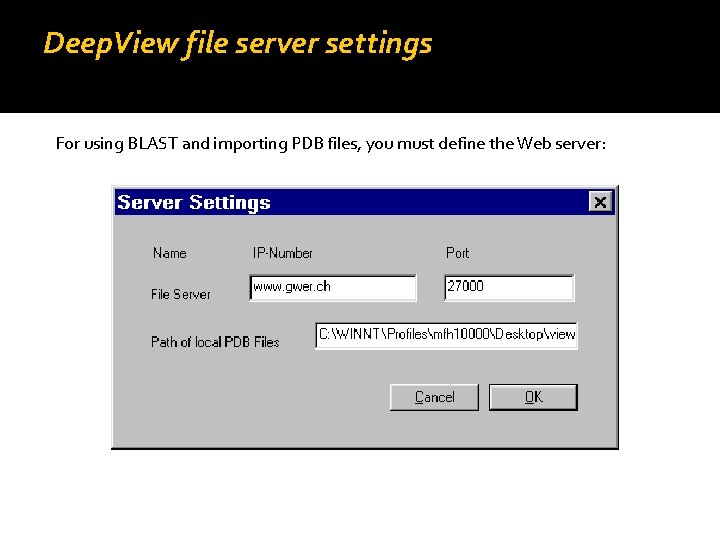 Deep View The SwissPdb Viewer The Optimise project