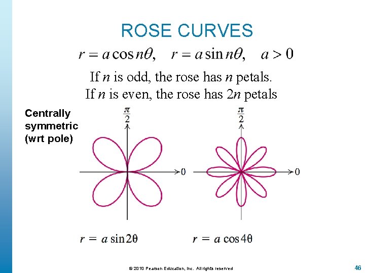 ROSE CURVES If n is odd, the rose has n petals. If n is