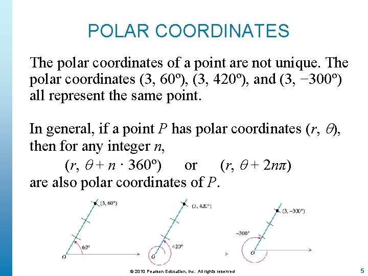 POLAR COORDINATES The polar coordinates of a point are not unique. The polar coordinates