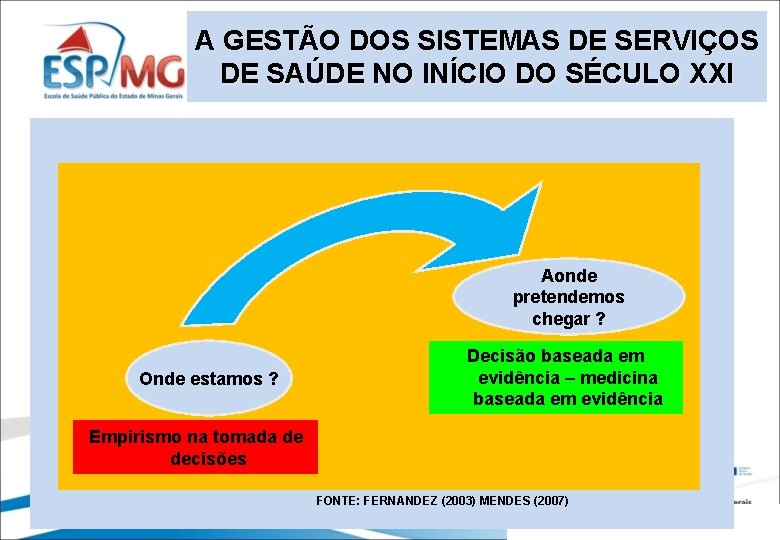 A GESTÃO DOS SISTEMAS DE SERVIÇOS DE SAÚDE NO INÍCIO DO SÉCULO XXI Aonde