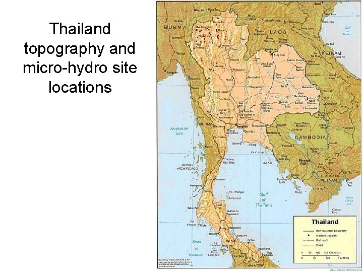 Thailand topography and micro-hydro site locations 