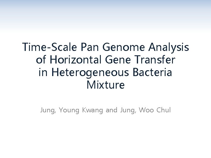 Time-Scale Pan Genome Analysis of Horizontal Gene Transfer in Heterogeneous Bacteria Mixture Jung, Young