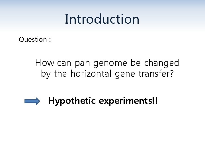 Introduction Question : How can pan genome be changed by the horizontal gene transfer?
