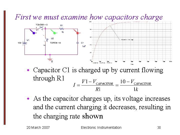 First we must examine how capacitors charge w Capacitor C 1 is charged up