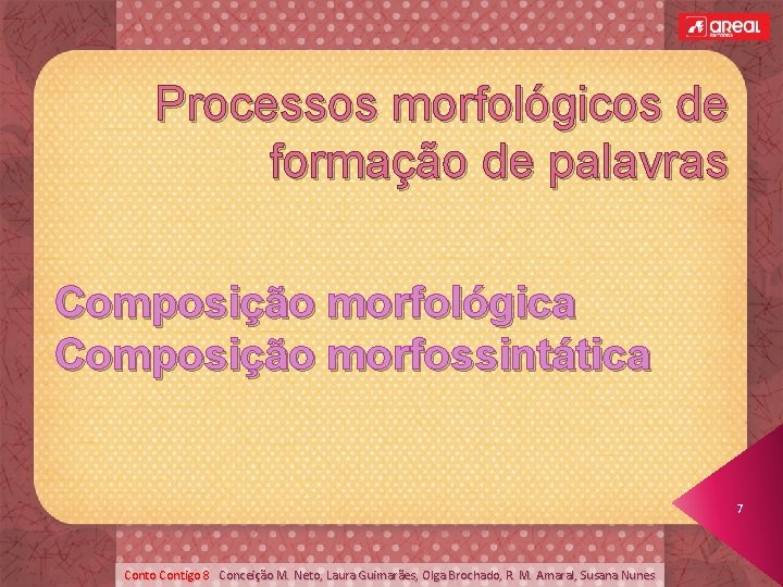 Processos morfológicos de formação de palavras Composição morfológica Composição morfossintática 7 Conto Contigo 8