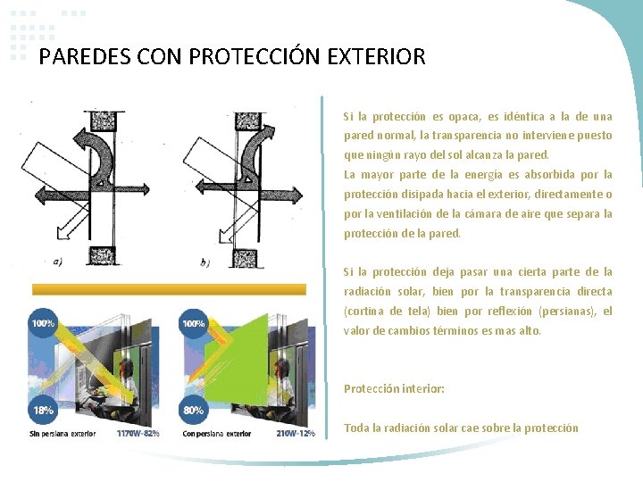 PAREDES CON PROTECCIÓN EXTERIOR Si la protección es opaca, es idéntica a la de