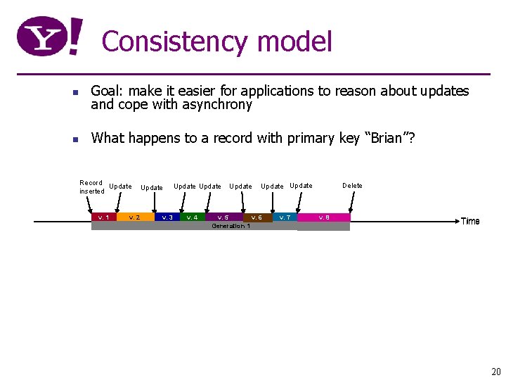Consistency model n Goal: make it easier for applications to reason about updates and