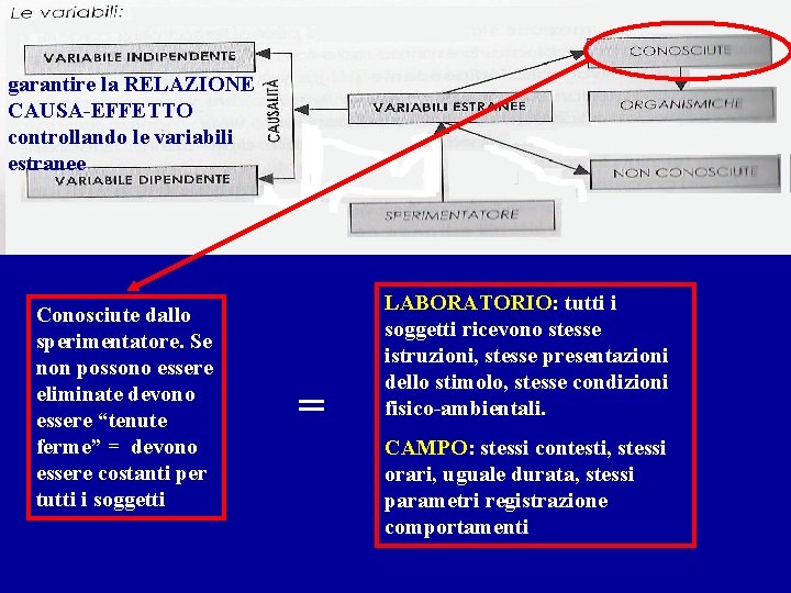 garantire la RELAZIONE CAUSA-EFFETTO controllando le variabili estranee Conosciute dallo sperimentatore. Se non possono