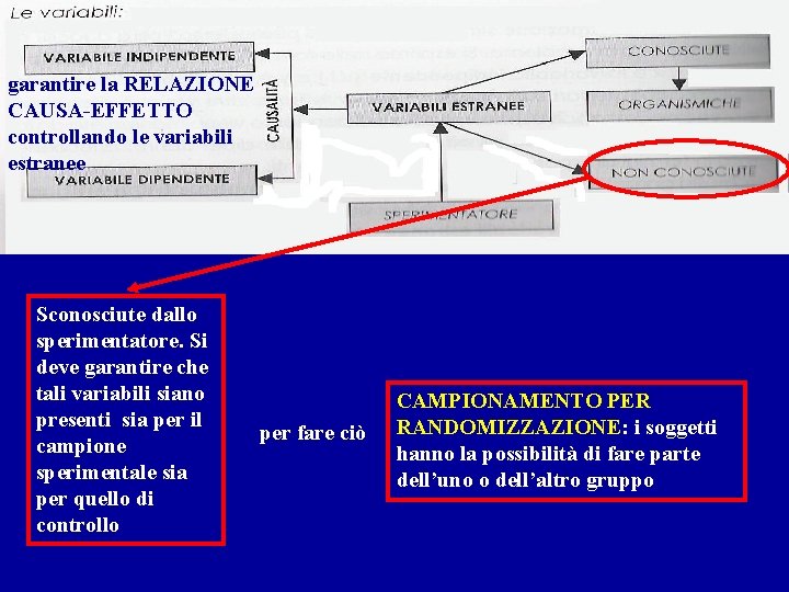 garantire la RELAZIONE CAUSA-EFFETTO controllando le variabili estranee Sconosciute dallo sperimentatore. Si deve garantire