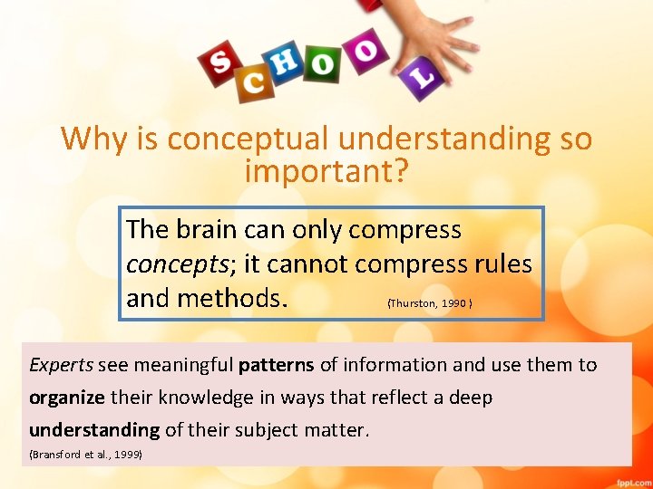 Why is conceptual understanding so important? The brain can only compress concepts; it cannot