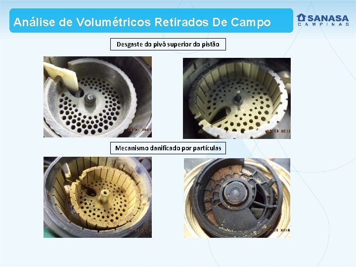 Análise de Volumétricos Retirados De Campo Desgaste do pivô superior do pistão Mecanismo danificado
