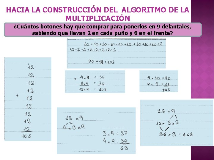 HACIA LA CONSTRUCCIÓN DEL ALGORITMO DE LA MULTIPLICACIÓN ¿Cuántos botones hay que comprar para