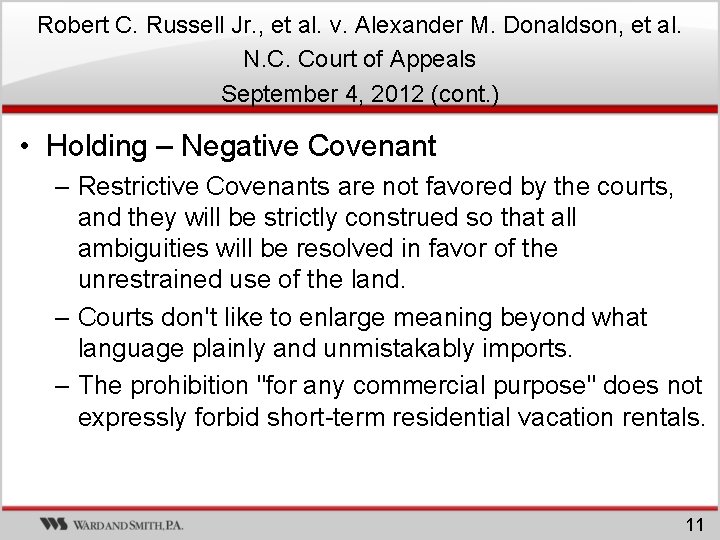 Robert C. Russell Jr. , et al. v. Alexander M. Donaldson, et al. N. Robert C. Russell Jr. , et al. v. Alexander M. Donaldson, et al. N.