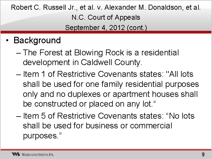 Robert C. Russell Jr. , et al. v. Alexander M. Donaldson, et al. N. Robert C. Russell Jr. , et al. v. Alexander M. Donaldson, et al. N.