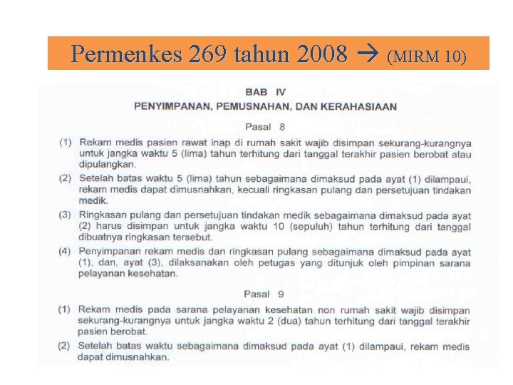 Permenkes 269 tahun 2008 (MIRM 10) 