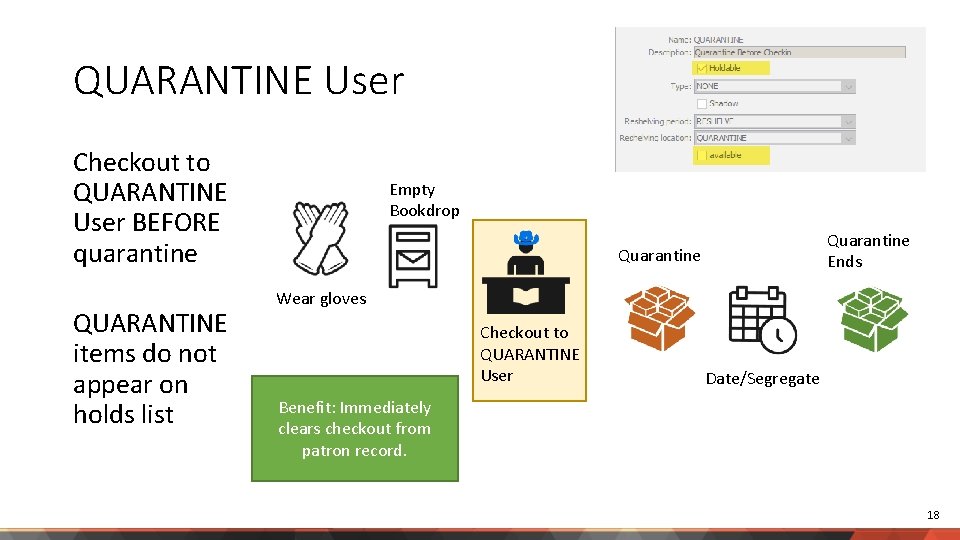 QUARANTINE User Checkout to QUARANTINE User BEFORE quarantine QUARANTINE items do not appear on