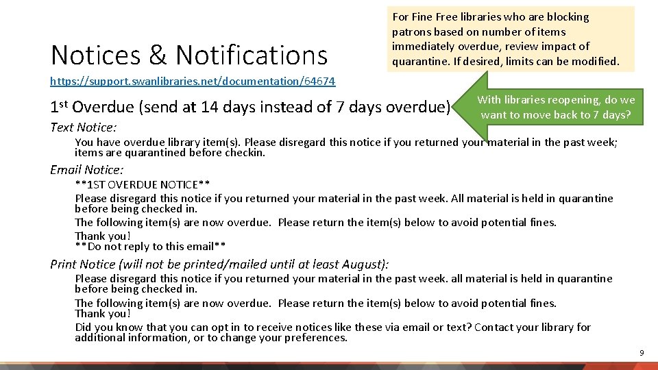 Notices & Notifications For Fine Free libraries who are blocking patrons based on number