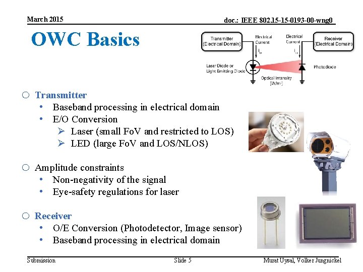 March 2015 doc. : IEEE 802. 15 -15 -0193 -00 -wng 0 OWC Basics