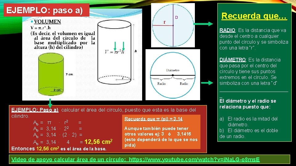 EJEMPLO: paso a) Recuerda que… V = Ab x h EJEMPLO: Paso a) calcular EJEMPLO: paso a) Recuerda que… V = Ab x h EJEMPLO: Paso a) calcular