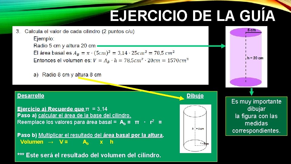 EJERCICIO DE LA GUÍA Desarrollo Ejercicio a) Recuerde que π = 3, 14 Paso EJERCICIO DE LA GUÍA Desarrollo Ejercicio a) Recuerde que π = 3, 14 Paso