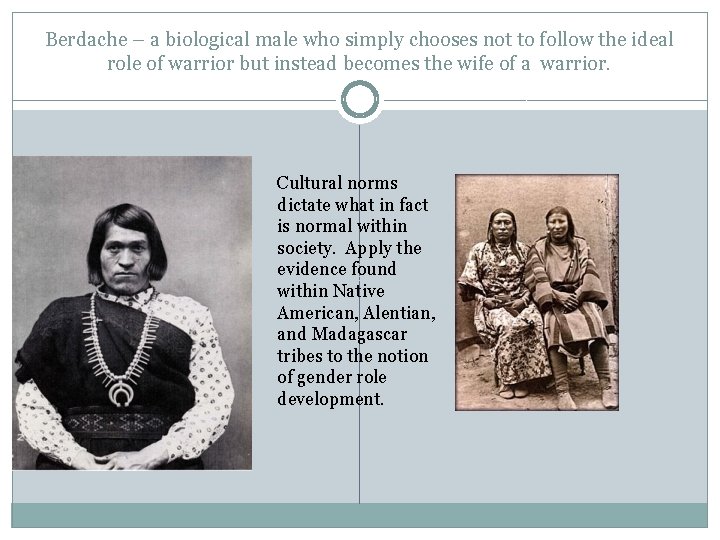 Berdache – a biological male who simply chooses not to follow the ideal role