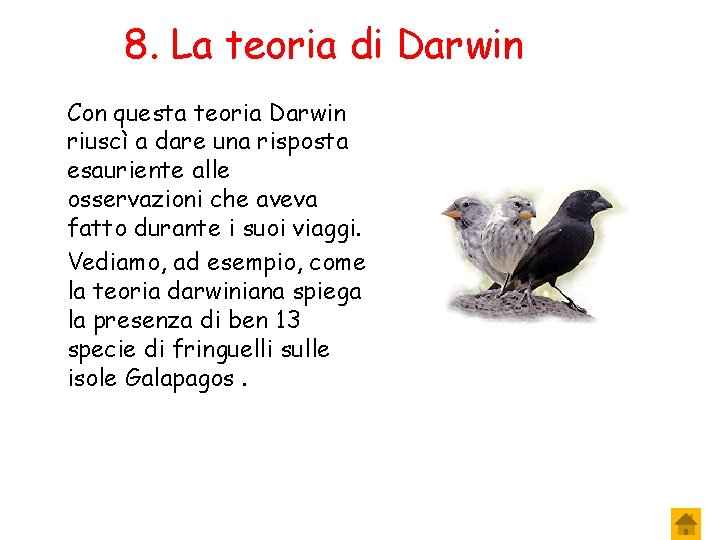 8. La teoria di Darwin Con questa teoria Darwin riuscì a dare una risposta