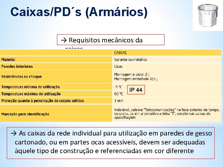 Caixas/PD´s (Armários) → Requisitos mecânicos da caixas IP 44 → As caixas da rede Caixas/PD´s (Armários) → Requisitos mecânicos da caixas IP 44 → As caixas da rede