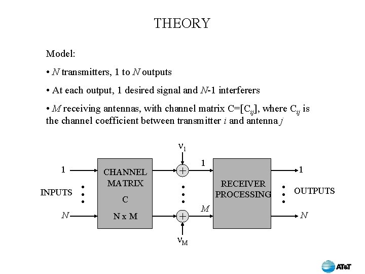 THEORY Model: • N transmitters, 1 to N outputs • At each output, 1