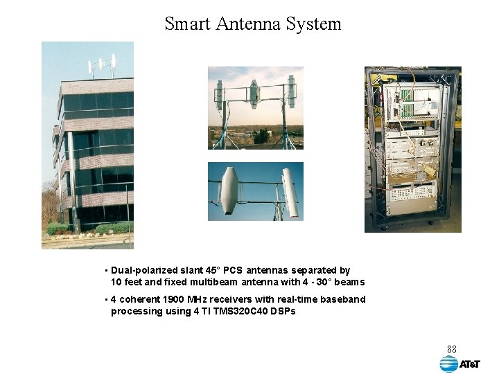 Smart Antenna System • Dual-polarized slant 45° PCS antennas separated by 10 feet and