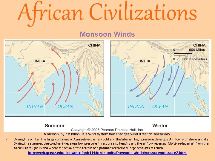 African Civilizations Monsoon Winds • Monsoon, by definition, is a wind system that changes African Civilizations Monsoon Winds • Monsoon, by definition, is a wind system that changes